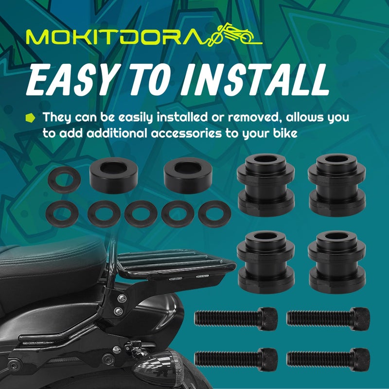 MoKitDora Hold Fast Sissy Bar Docking Hardware Kit for Harley 2018-later Softail Fat Boy FLFB  FLFBS  FXBR FXBRS FLDE  FLHC  FLHCS  Slim FLSL  FXBB  FXFBS  FLSB  FXLR  FXLRS and FXST Models  Black - Image 3